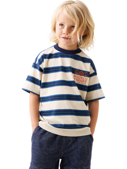 Angel & Rocket Kids' Stripe T-Shirt, Stone, Stone