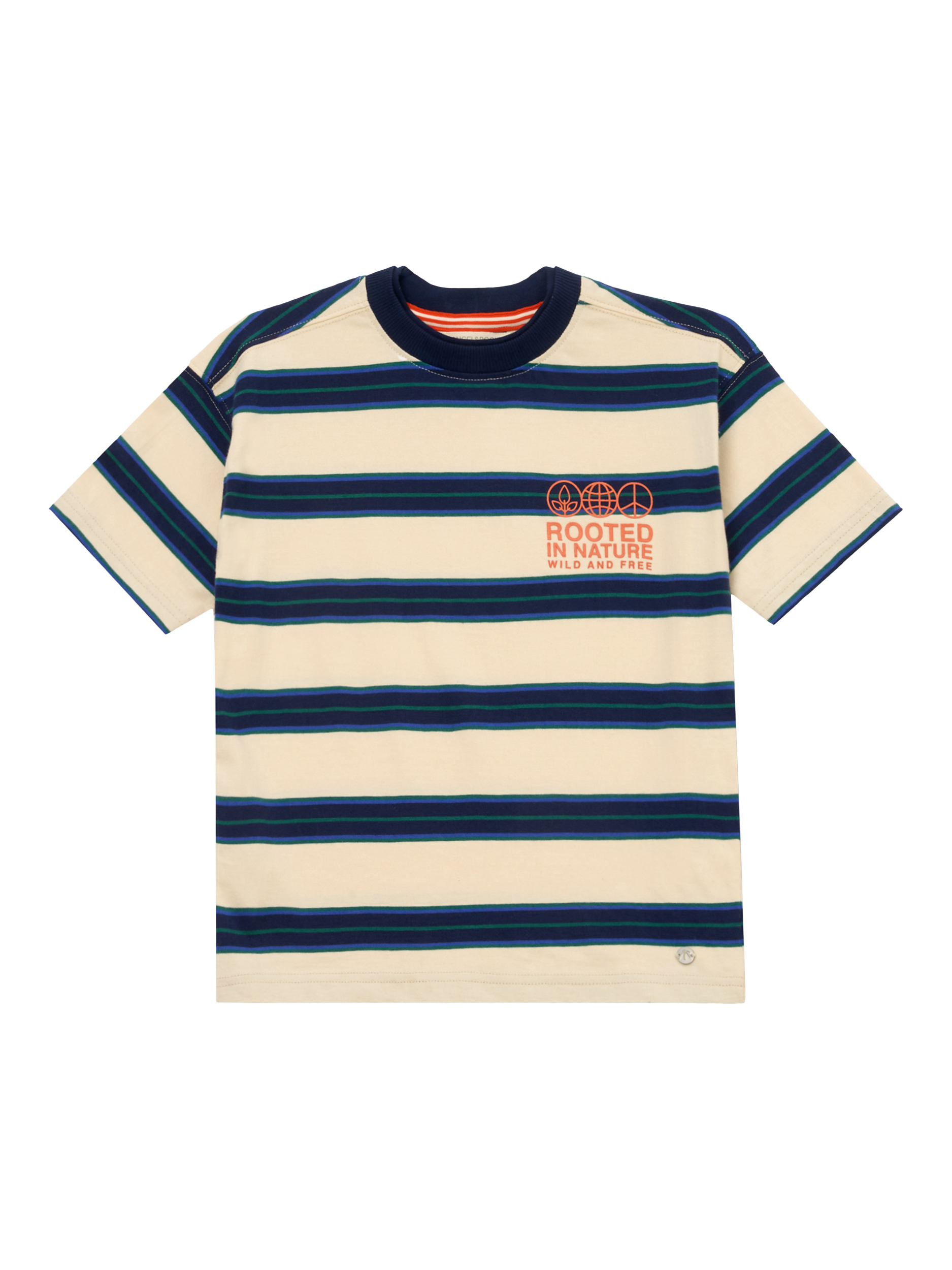 Product image 5 of 7, which shows Angel & Rocket Kids' Stripe T-Shirt, Stone, 3-4 years