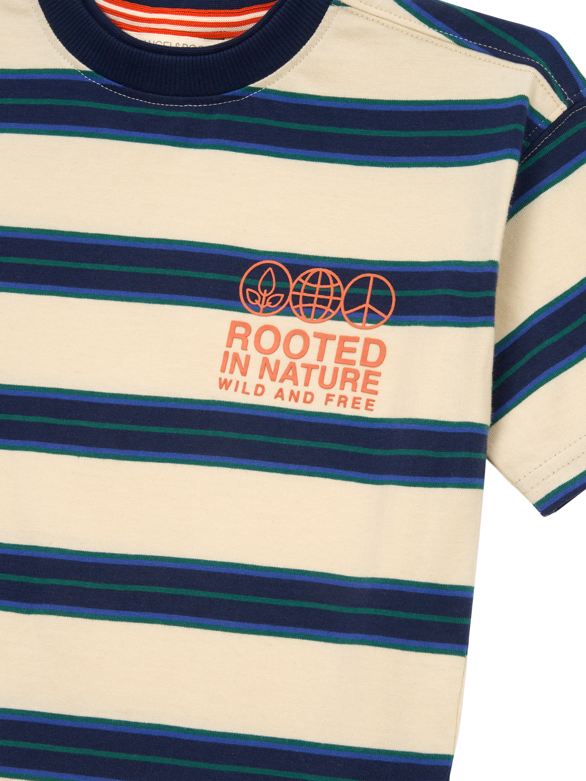 Product image 7 of 7, which shows Angel & Rocket Kids' Stripe T-Shirt, Stone, 3-4 years