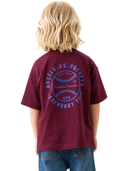 Angel & Rocket Kids' RF Graphic T-Shirt, Burgundy - view 2, Burgundy