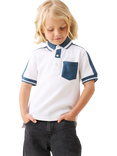 Angel & Rocket Kids' Cotton Knit Polo Shirt, White