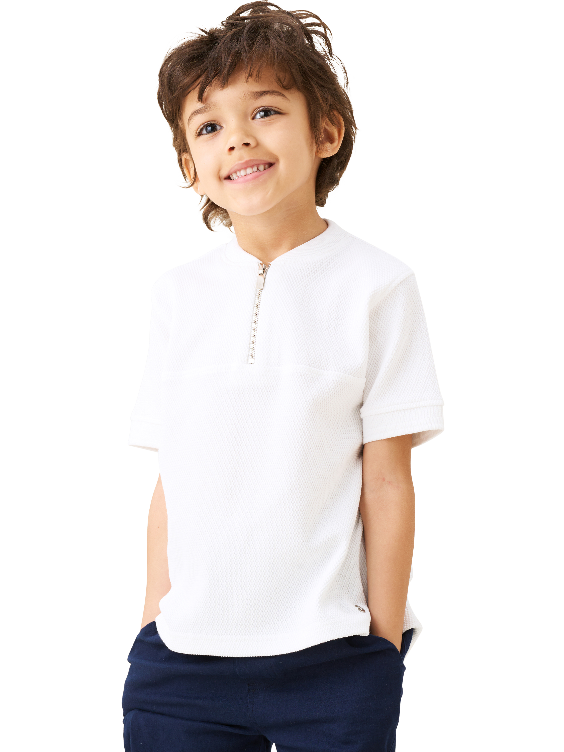 Product image 1 of 8, which shows Angel & Rocket Kids' Collar Polo Shirt, White, 3-4 years