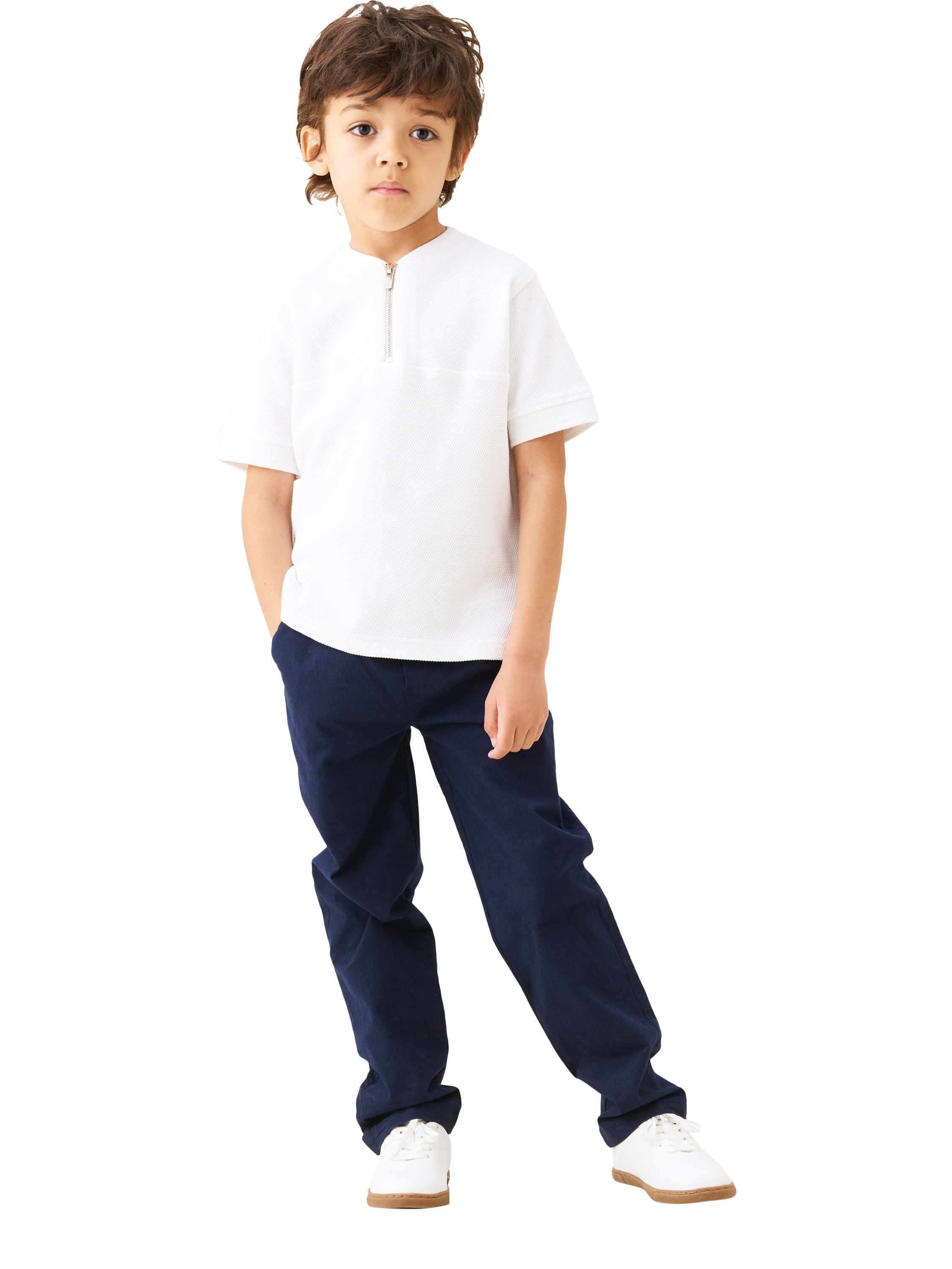 Product image 3 of 8, which shows Angel & Rocket Kids' Collar Polo Shirt, White, 3-4 years