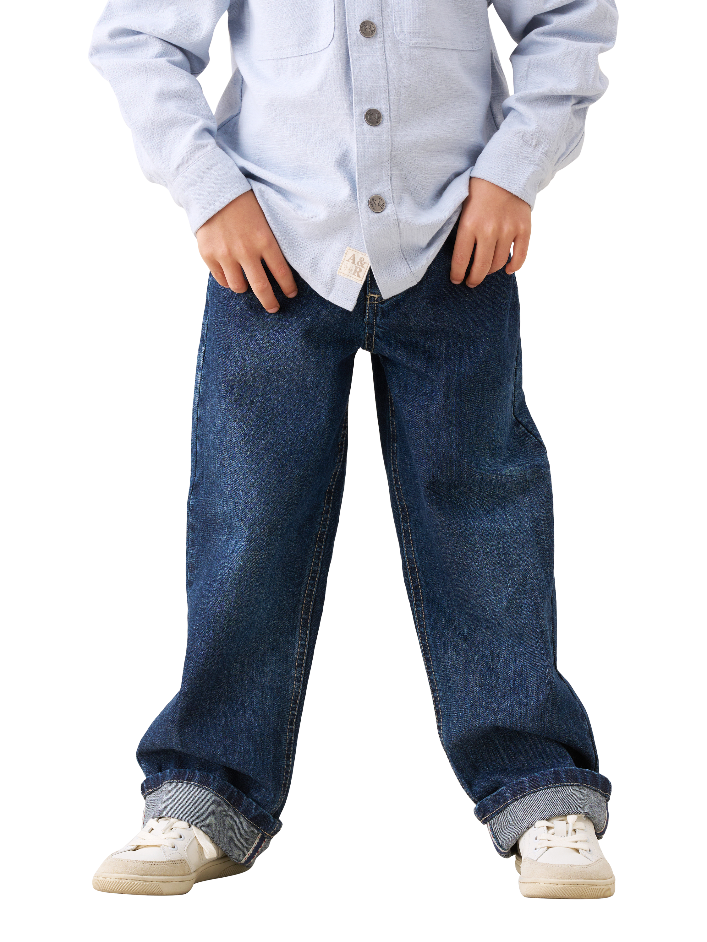 Product image 1 of 6, which shows Angel & Rocket Kids' Straight Fit Jeans, Blue, 3 years