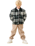 Angel & Rocket Kids' Cotton Plaid Padded Shacket, Green/Multi
