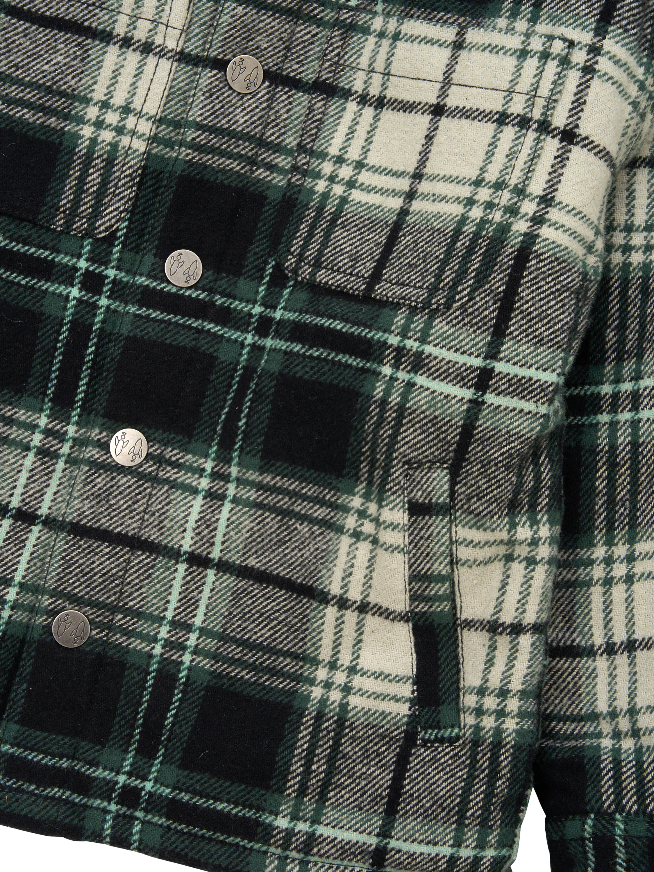 Product image 7 of 7, which shows Angel & Rocket Kids' Cotton Plaid Padded Shacket, Green/Multi, 3 years