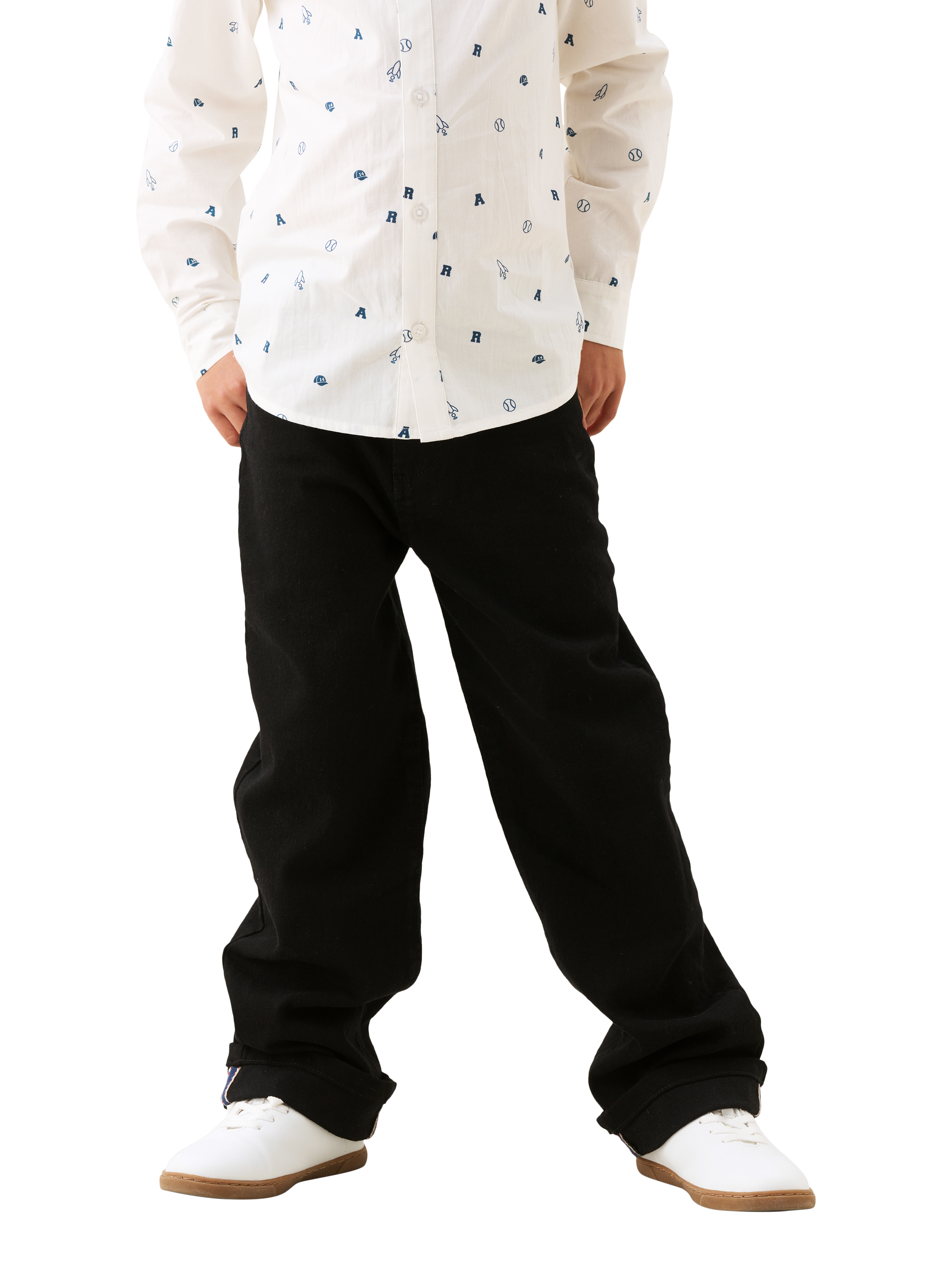 Product image 1 of 4, which shows Angel & Rocket Kids' Straight Denim Jeans, Black, 3 years