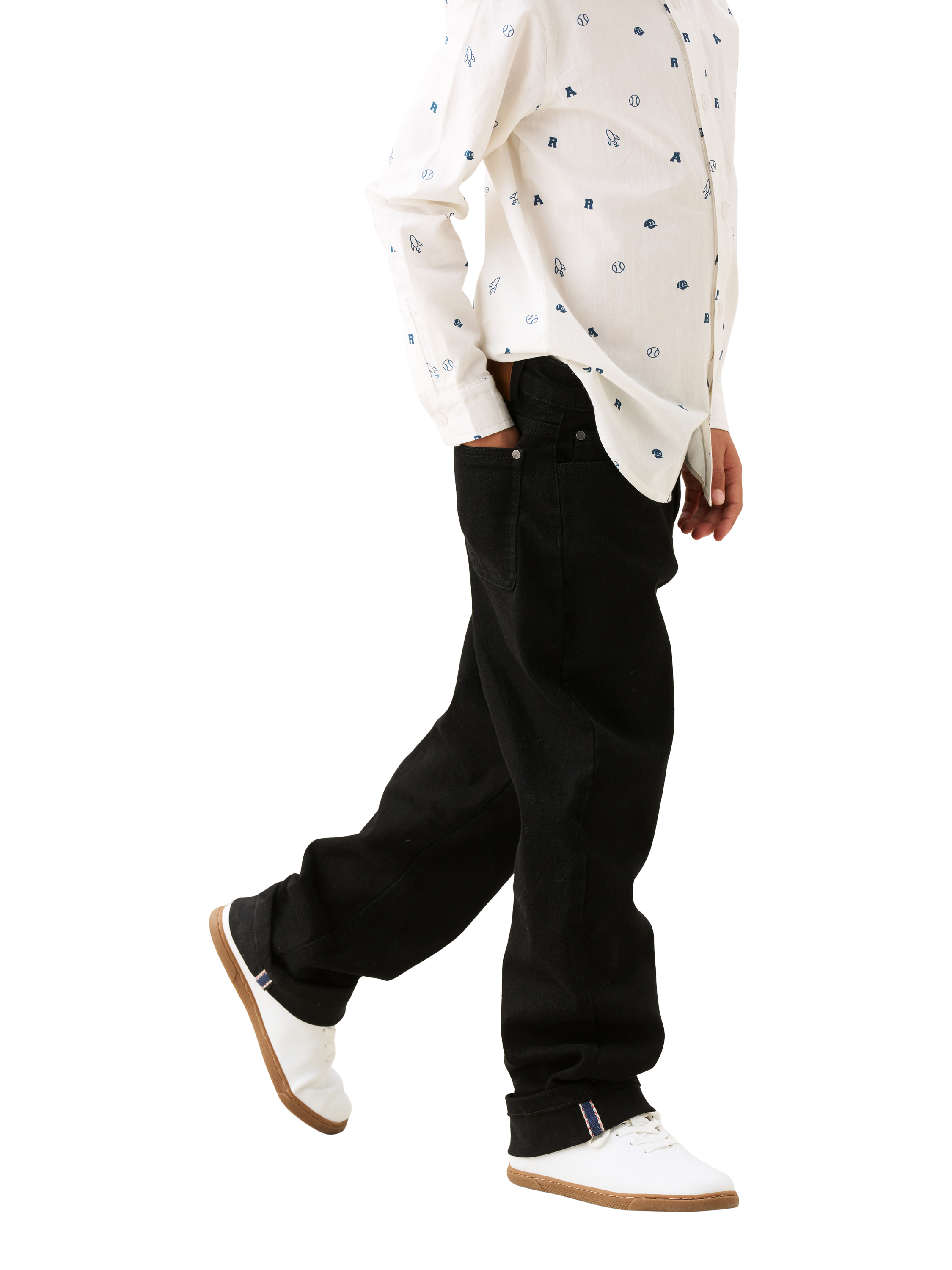 Product image 2 of 4, which shows Angel & Rocket Kids' Straight Denim Jeans, Black, 3 years