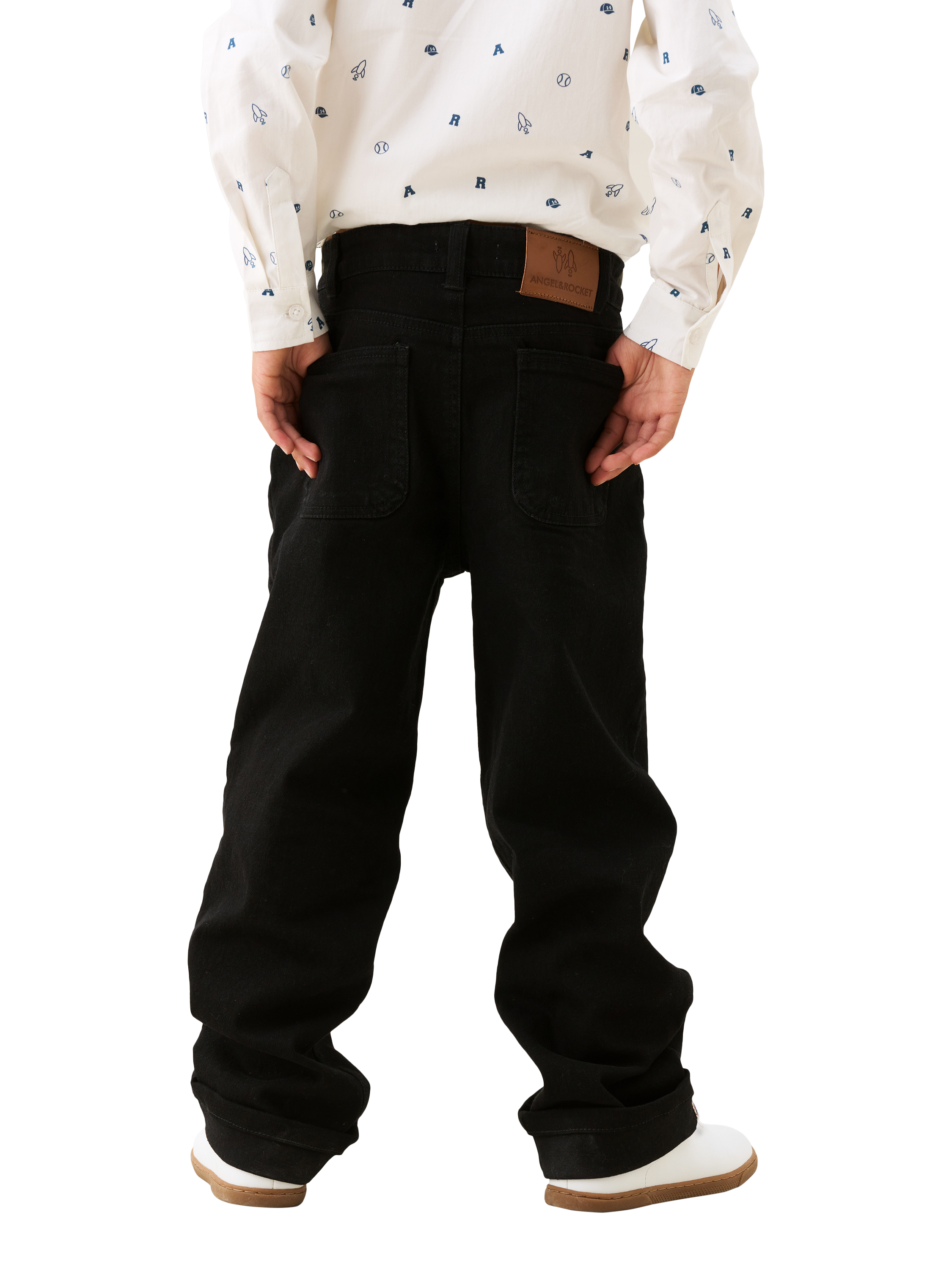 Product image 3 of 4, which shows Angel & Rocket Kids' Straight Denim Jeans, Black, 3 years