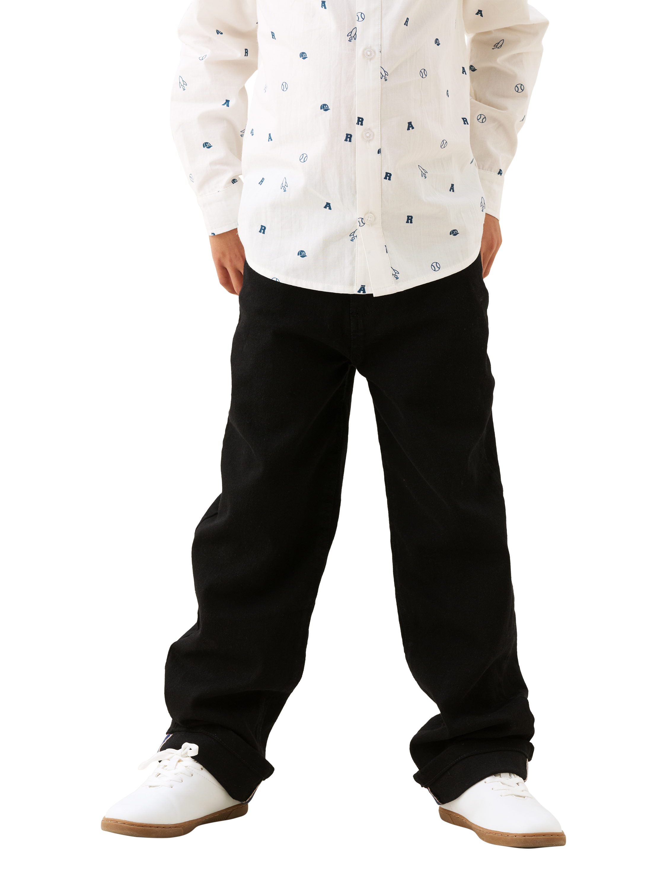 Product image 4 of 4, which shows Angel & Rocket Kids' Straight Denim Jeans, Black, 3 years