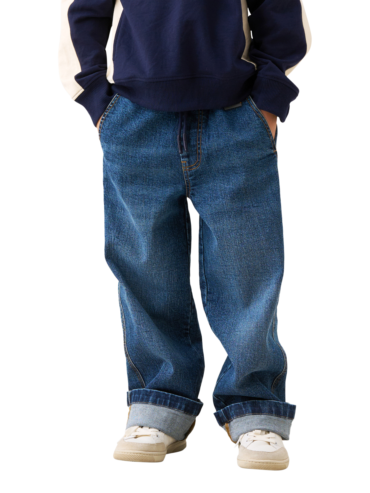Product image 1 of 5, which shows Angel & Rocket Kids' Denim Jogger Jeans, Blue, 3 years