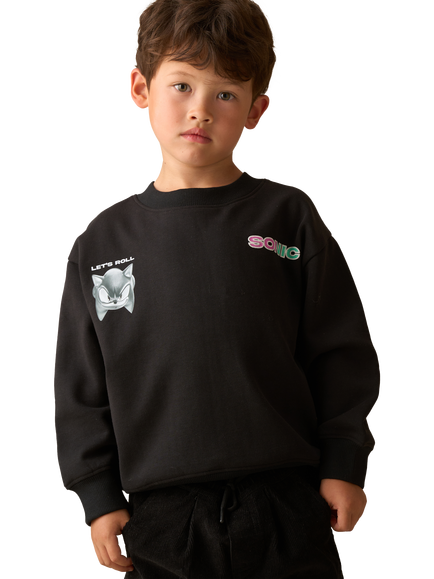 Angel & Rocket Kids' Cotton Blend Sonic Sweatshirt, Black, Black