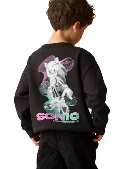 Angel & Rocket Kids' Cotton Blend Sonic Sweatshirt, Black - view 2, Black