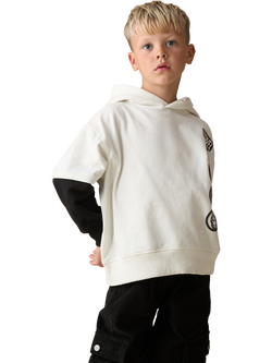 Angel & Rocket Kids' Cotton Marvel Graphic Print Hoodie, Cream, Cream