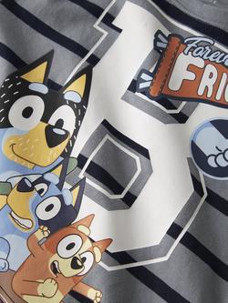 NAME IT Kids' Cotton Blend Long Sleeved Striped Bluey T-Shirt, Tradewinds - view 2, Tradewinds