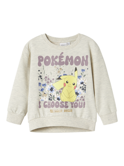 NAME IT Kids' Cotton Blend Pokémon Sweatshirt, Peyote Melange, Peyote Melange