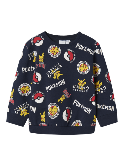 NAME IT Kids' Cotton Blend Pokémon Sweatshirt, Navy Blazer, Navy Blazer