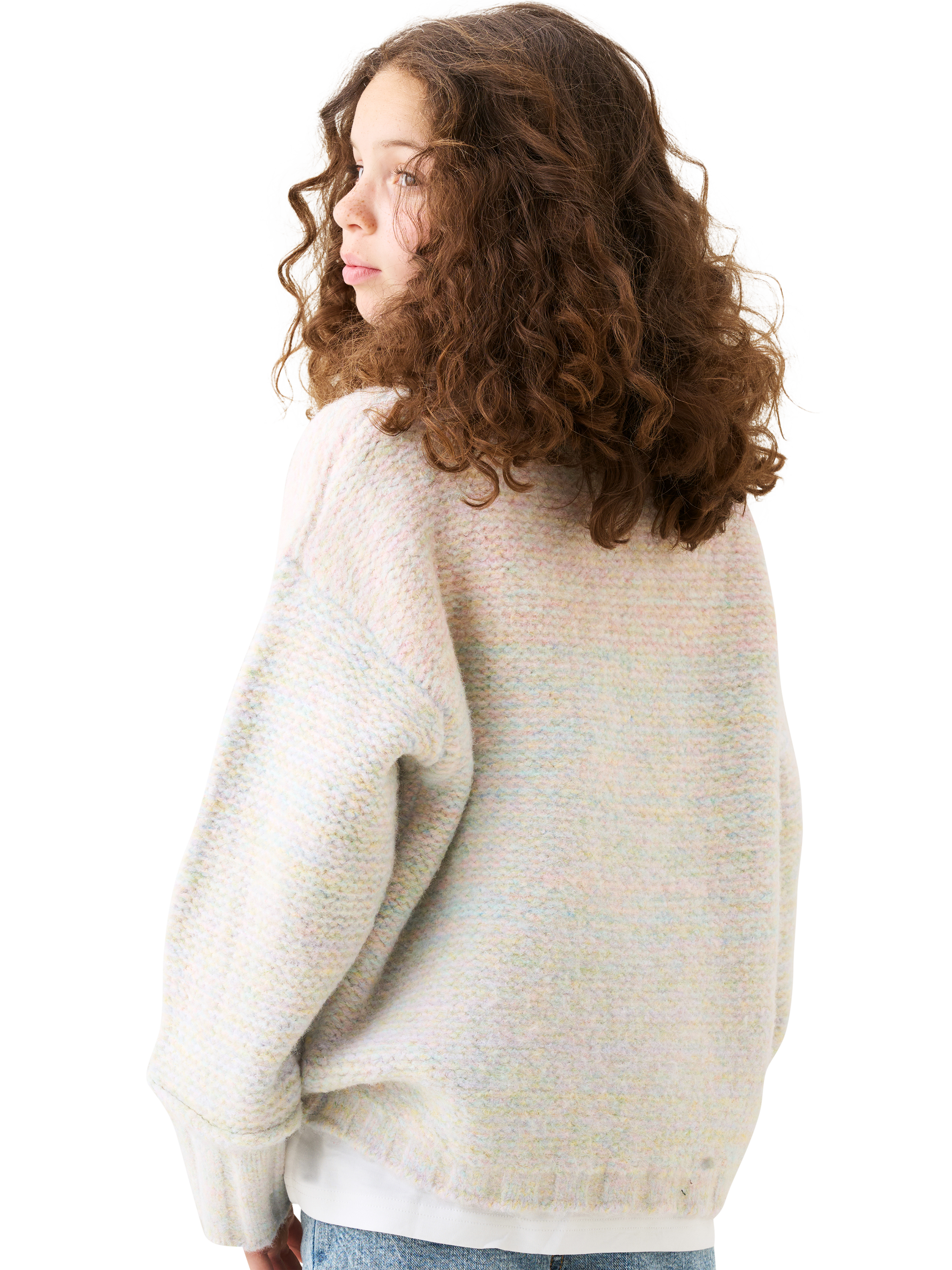 Product image 2 of 6, which shows Angel & Rocket Kids' Pastel Space Jumper, Multi, 3-4 years