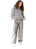 Angel & Rocket Kids' Leopard Print Eyelash Knit Jumper, Grey