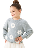 Angel & Rocket Kids' Embroidered Flower Jumper, Grey Marl