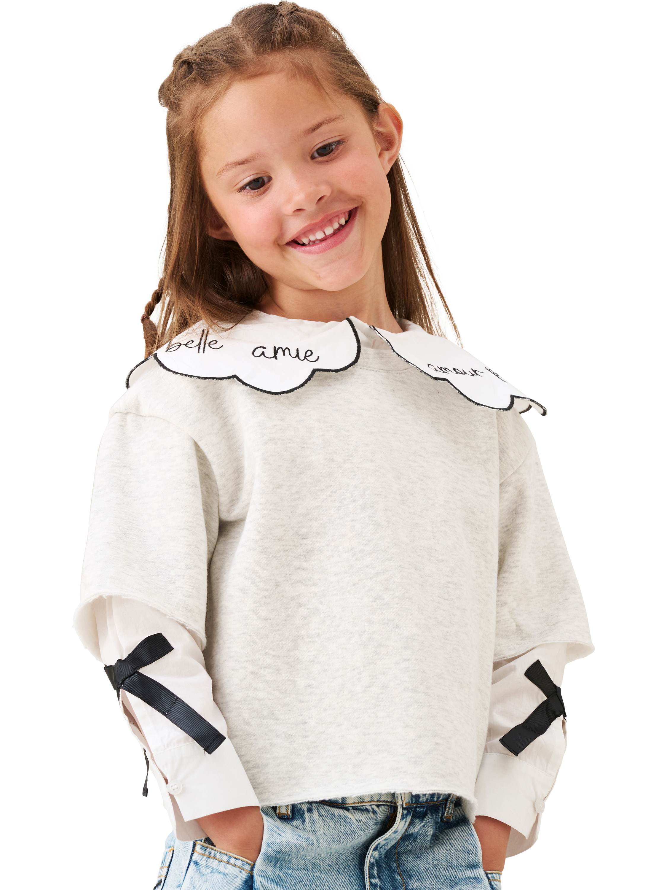 Product image 1 of 7, which shows Angel & Rocket Kids' Mock Shirt and Sweatshirt, Grey, 3-4 years