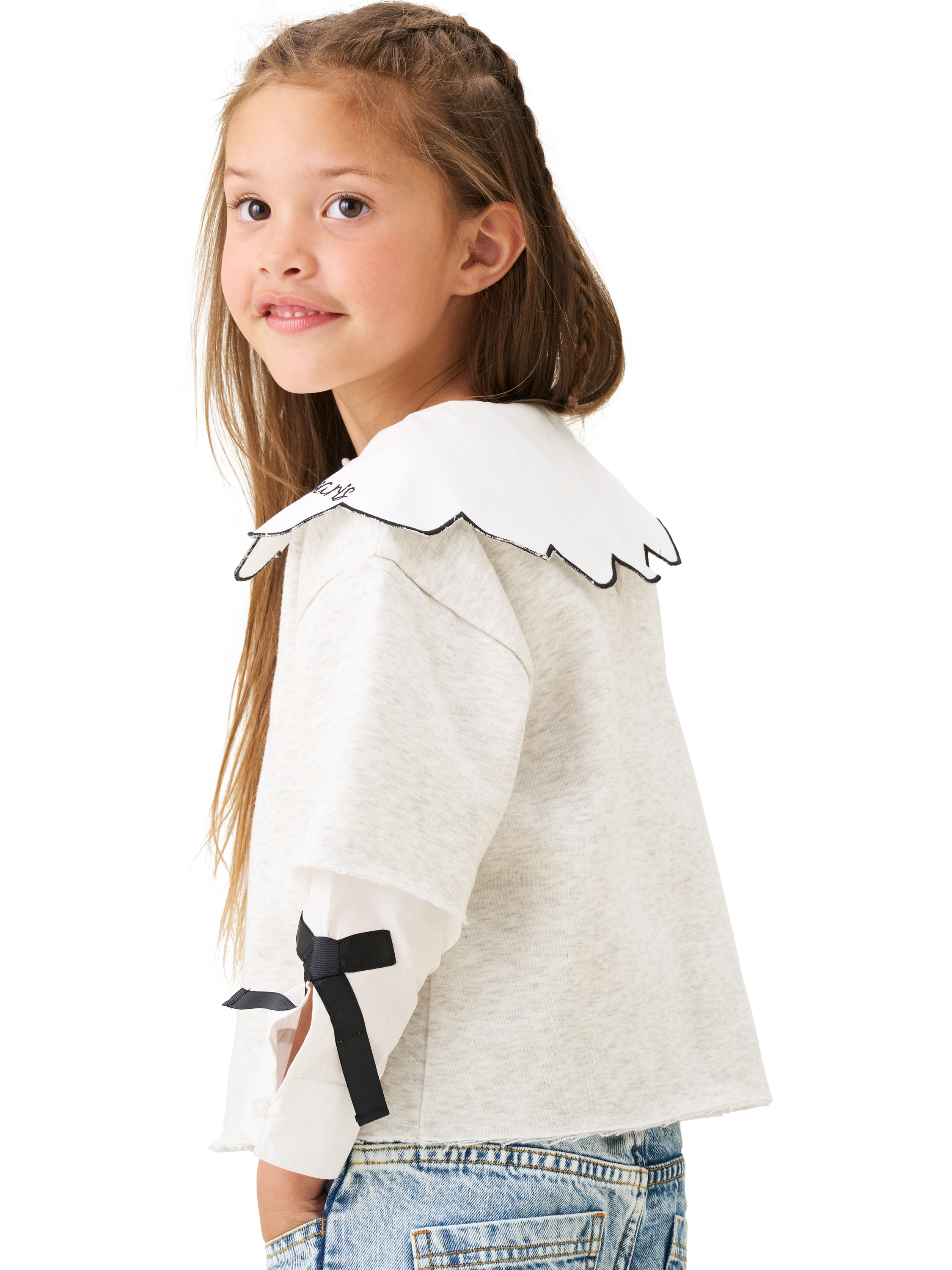 Product image 4 of 7, which shows Angel & Rocket Kids' Mock Shirt and Sweatshirt, Grey, 3-4 years