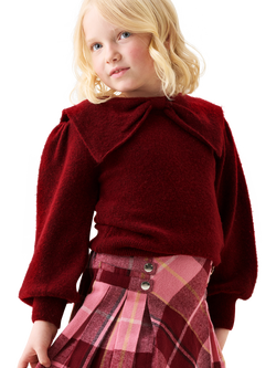 Angel & Rocket Kids' Bow Collar Jumper, Burgundy, Burgundy