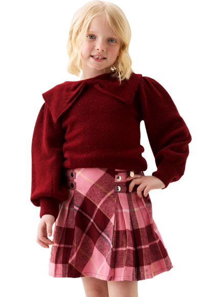 Angel & Rocket Kids' Bow Collar Jumper, Burgundy - view 2, Burgundy