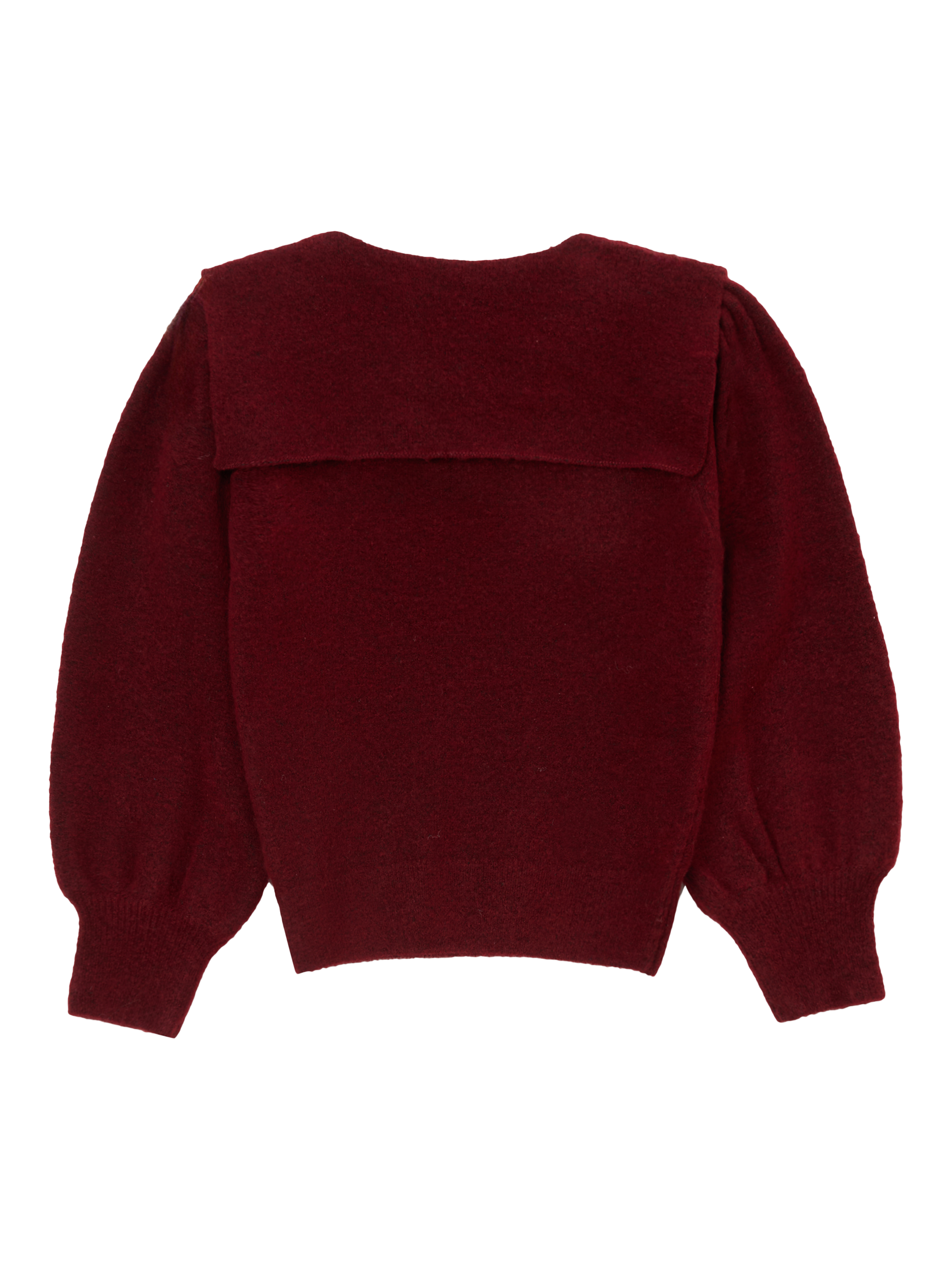 Product image 6 of 7, which shows Angel & Rocket Kids' Bow Collar Jumper, Burgundy, 3-4 years