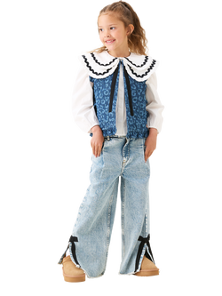 Angel & Rocket Kids' Leo Denim Gilet, Denim - view 2, Denim