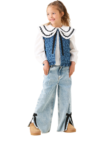 Angel & Rocket Kids' Leo Denim Gilet, Denim - view 2, Denim