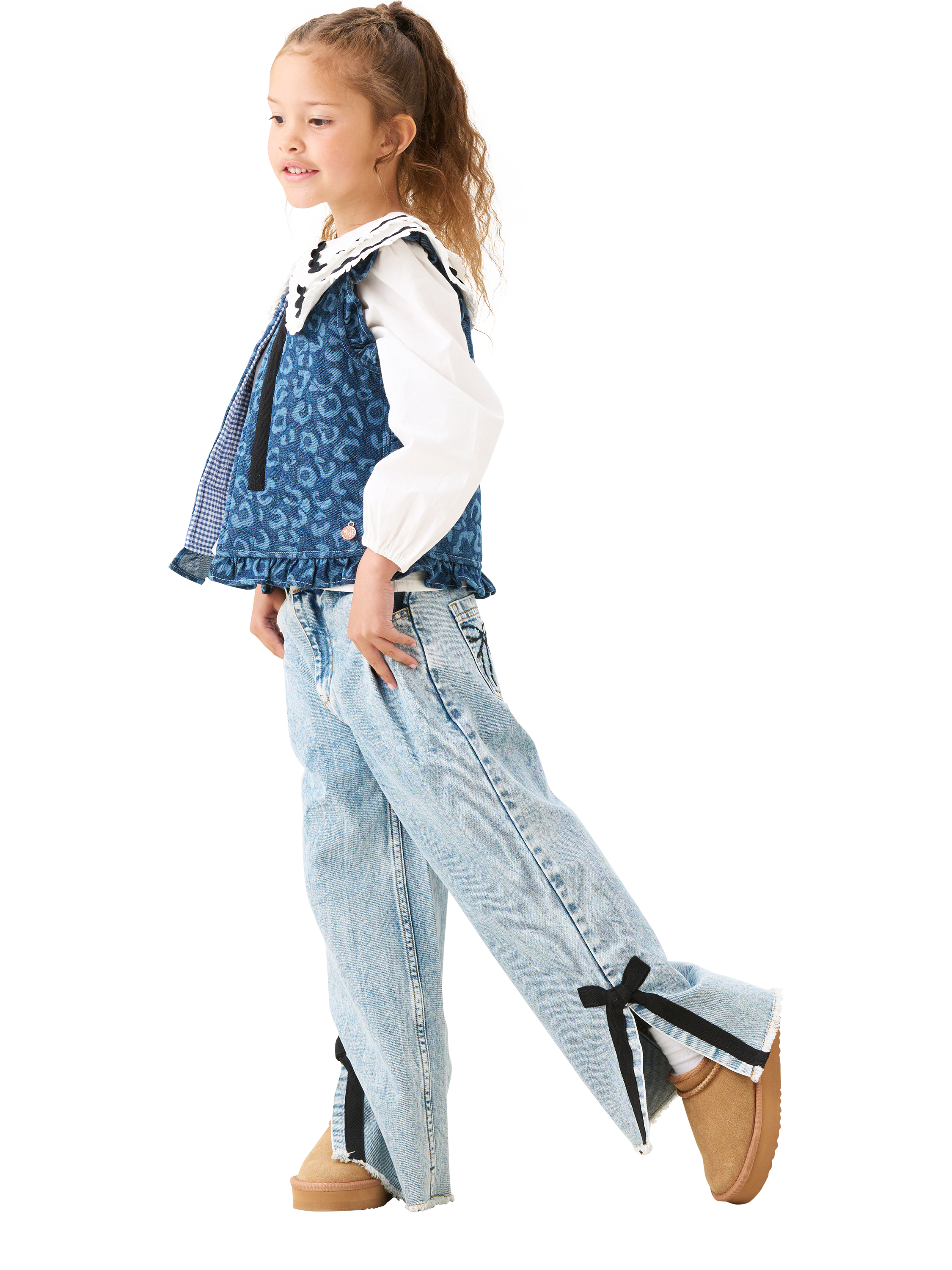 Product image 3 of 7, which shows Angel & Rocket Kids' Leo Denim Gilet, Denim, 1 years