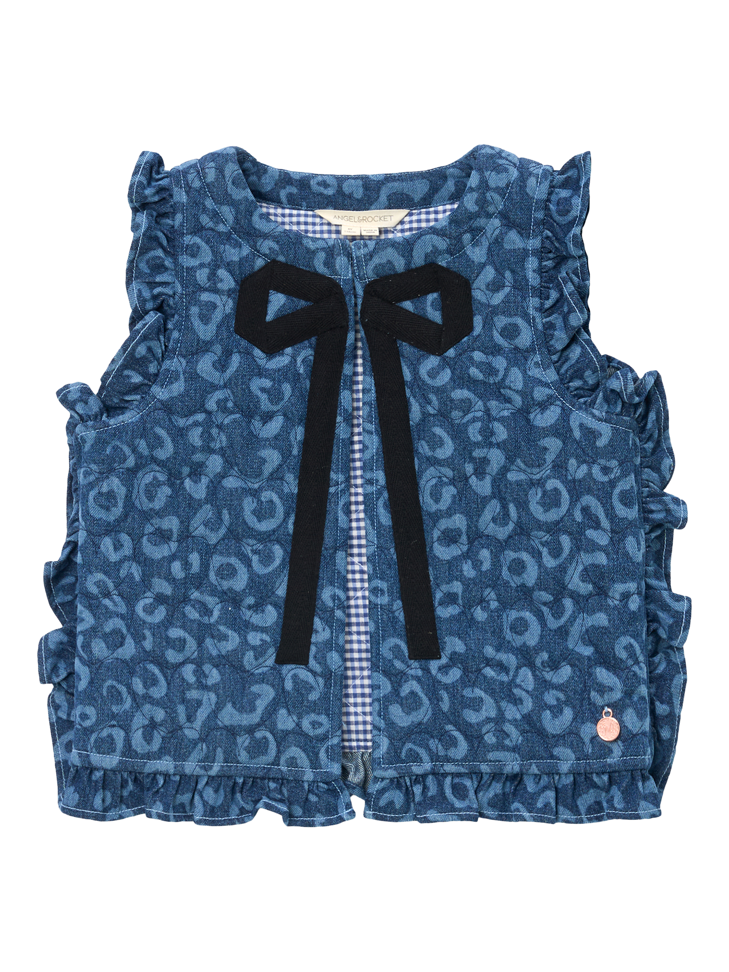 Product image 5 of 7, which shows Angel & Rocket Kids' Leo Denim Gilet, Denim, 1 years