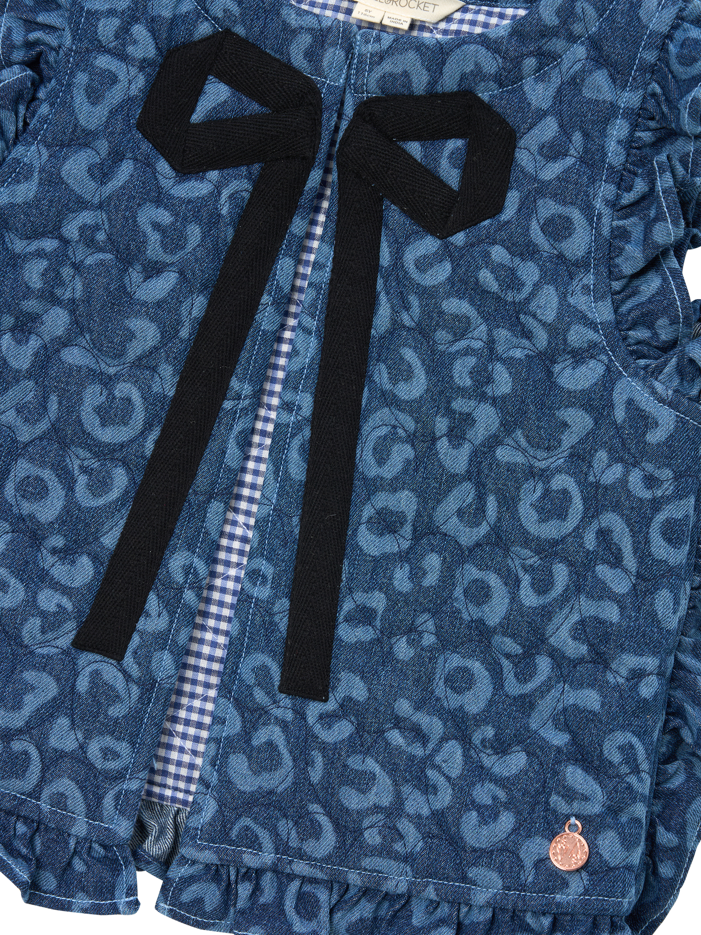 Product image 7 of 7, which shows Angel & Rocket Kids' Leo Denim Gilet, Denim, 1 years