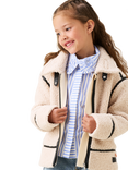 Angel & Rocket Kids' Leather Trim Jacket, Cream