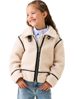 Angel & Rocket Kids' Leather Trim Jacket, Cream - view 2, Cream