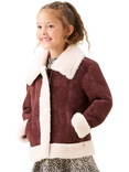 Angel & Rocket Kids' Faux Leather Fur Jacket, Burgundy