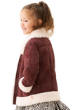 Angel & Rocket Kids' Faux Leather Fur Jacket, Burgundy