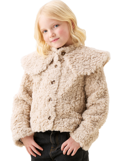 Angel & Rocket Kids' Cape Collar Fur Coat, Taupe, Taupe