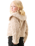 Angel & Rocket Kids' Cape Collar Fur Coat, Taupe