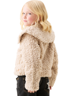 Angel & Rocket Kids' Cape Collar Fur Coat, Taupe - view 2, Taupe