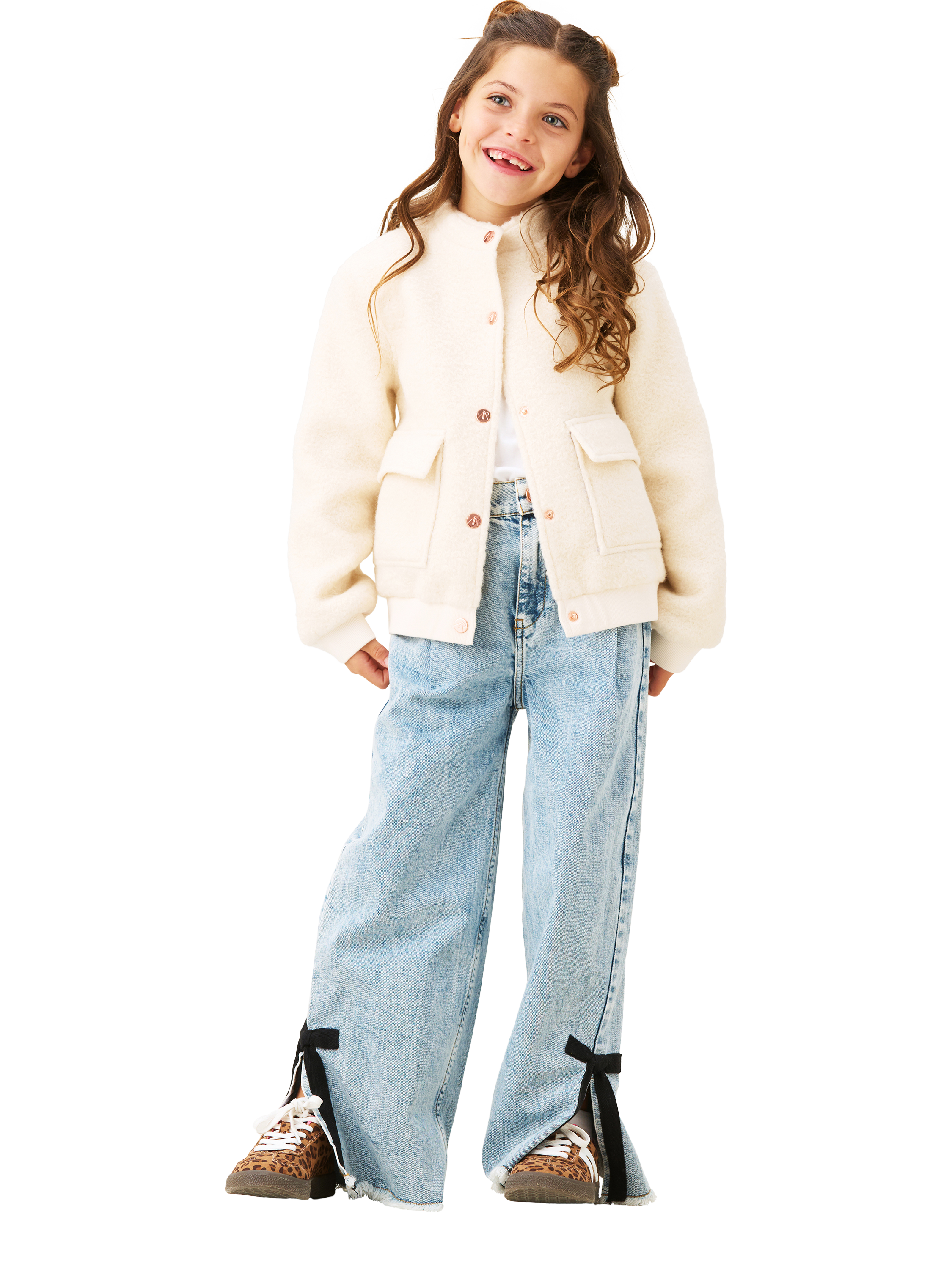 Product image 3 of 9, which shows Angel & Rocket Kids' Boucle Jacket, Cream, 3 years