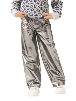 Angel & Rocket Kids' Metallic Wide Leg Jeans, Silver, Silver