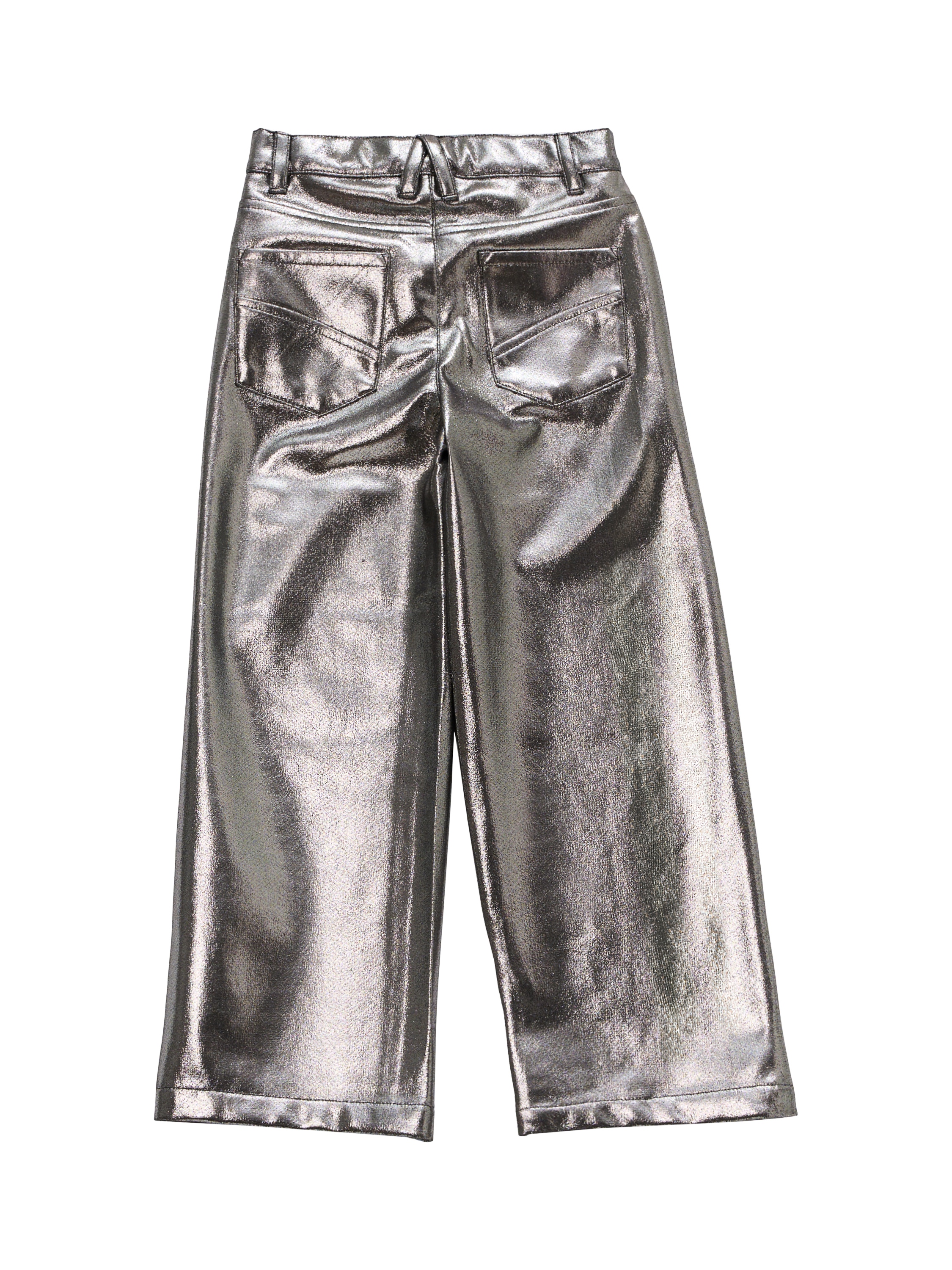 Product image 5 of 6, which shows Angel & Rocket Kids' Metallic Wide Leg Jeans, Silver, 3 years