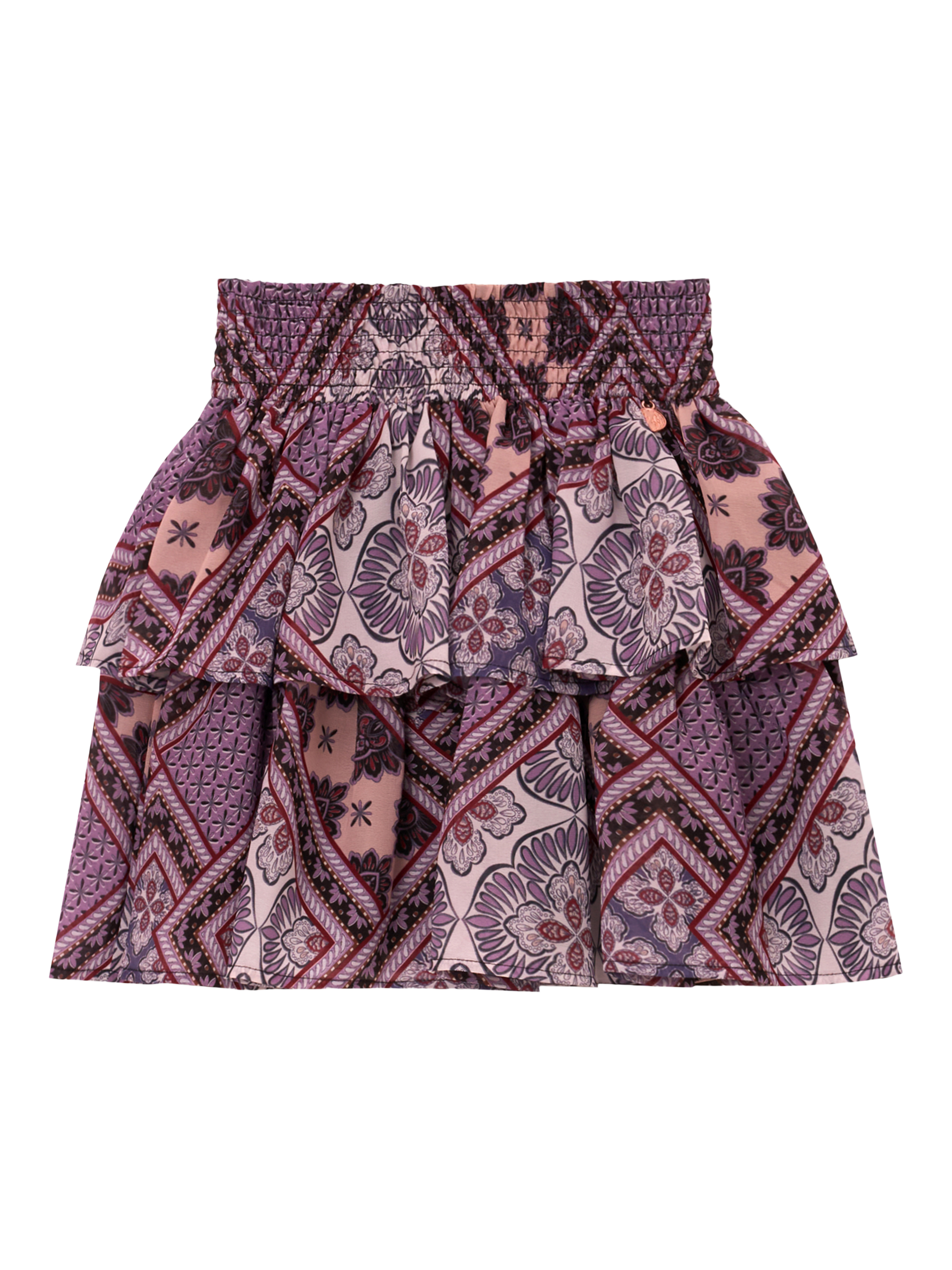 Product image 5 of 7, which shows Angel & Rocket Kids' Tiered Boho Skirt, Purple, 3 years