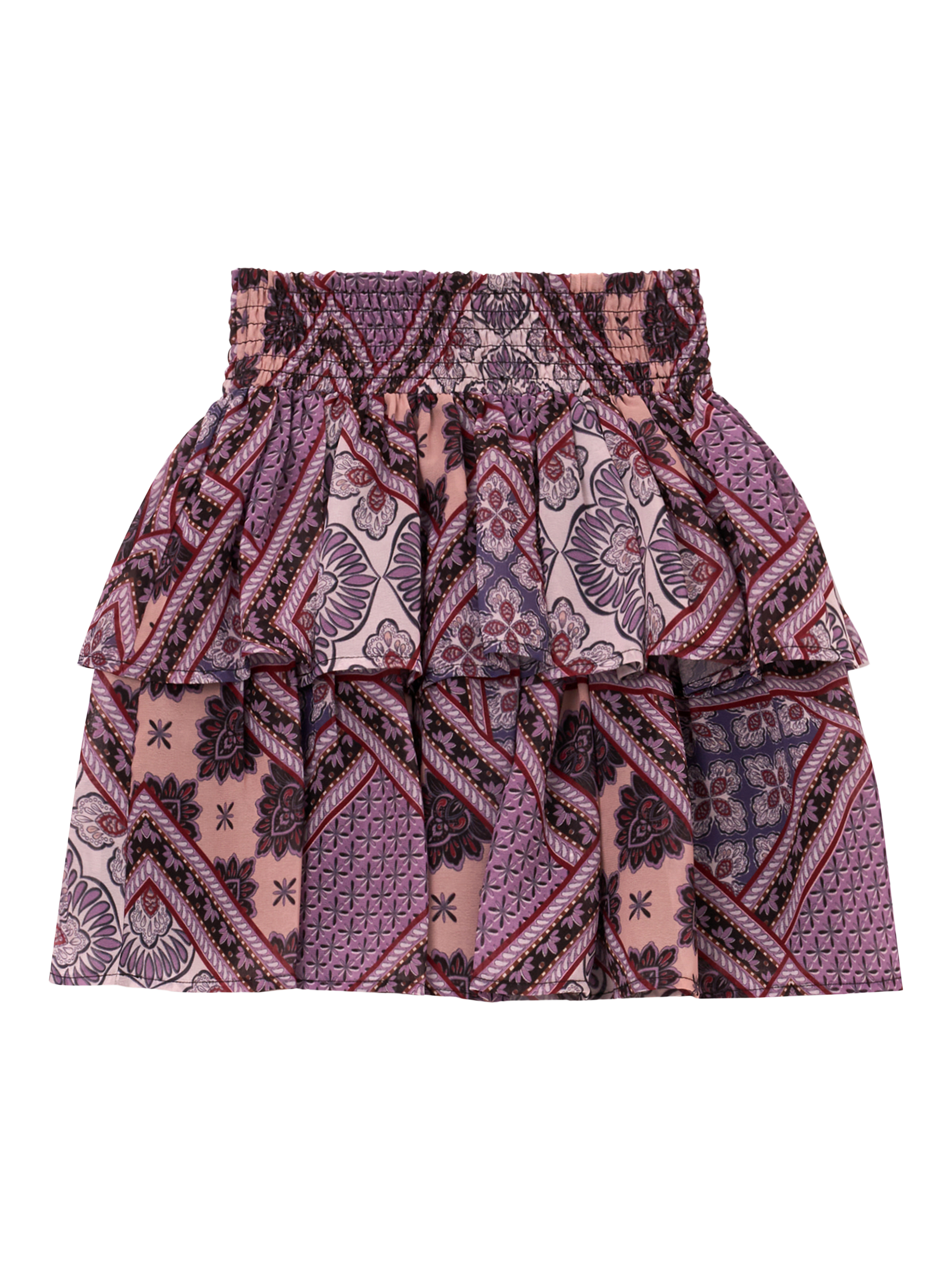 Product image 6 of 7, which shows Angel & Rocket Kids' Tiered Boho Skirt, Purple, 3 years