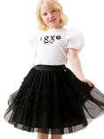 Angel & Rocket Kids' Metallic Tiered Ruffle Mesh Skirt, Black