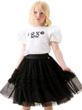 Angel & Rocket Kids' Metallic Tiered Ruffle Mesh Skirt, Black