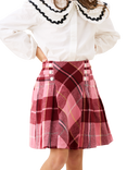Angel & Rocket Kids' Pleated Check Skirt, Pink