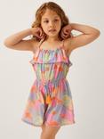 Monsoon Kids' Sleeveless Drawstring Seashell Print Playsuit, Multi